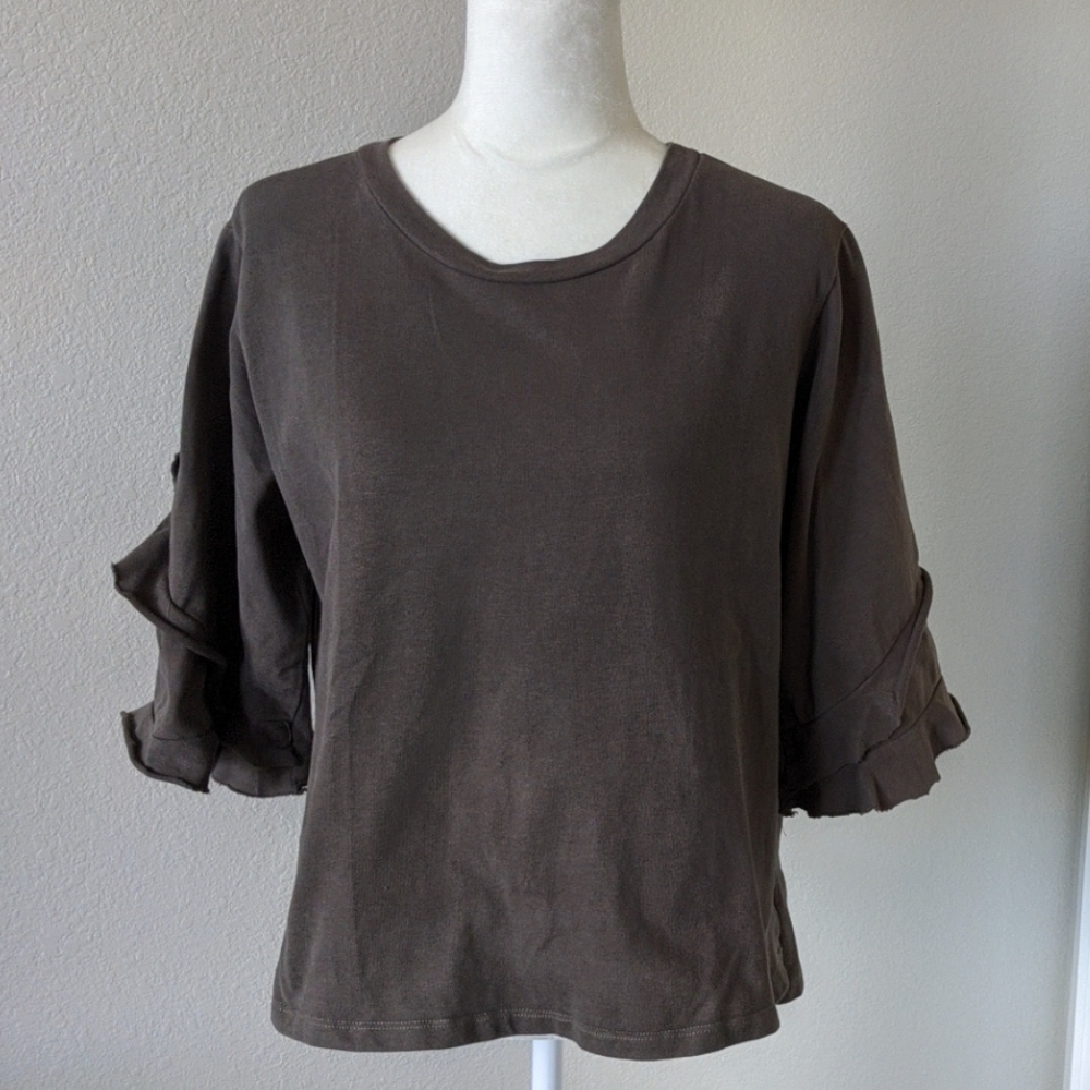 Boutique Heavyweight Cotton Top w/Ruffle Sleeves